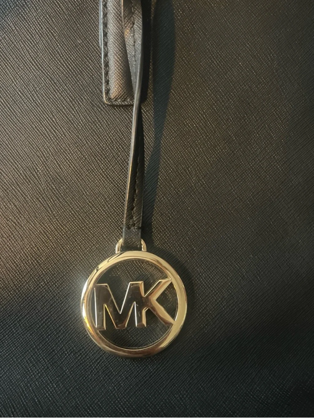 Michael Kors Black Saffiano Tote with Gold MK Charm